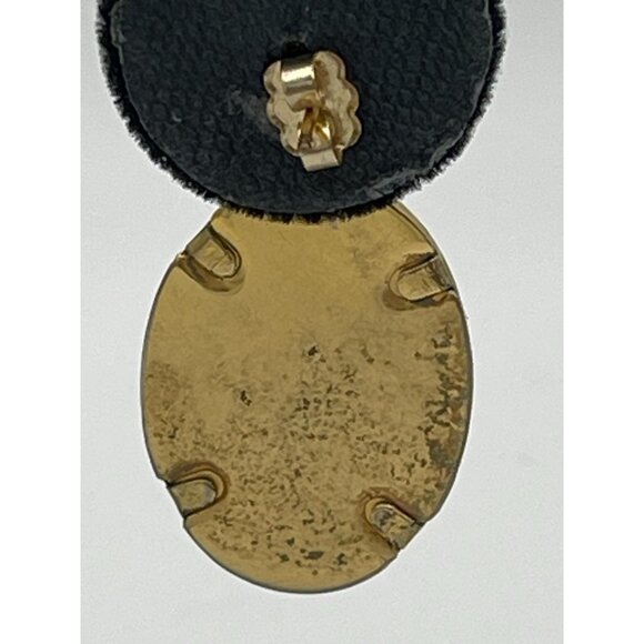 Vintage Avon Oval Embroider Rose Pierced Earrings Floral Goldtone - Picture 4 of 9